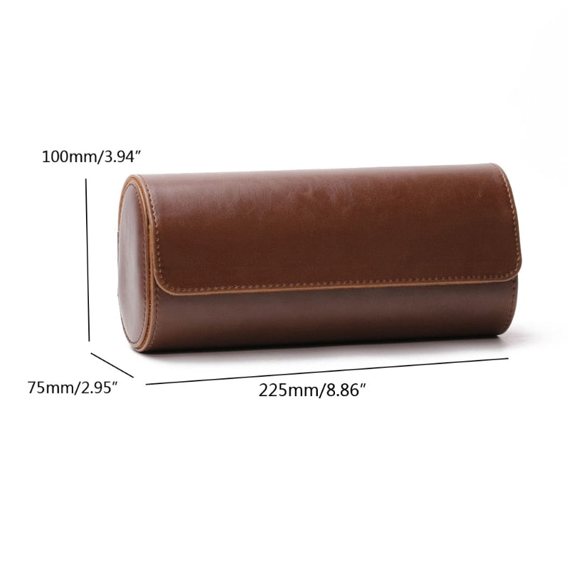 High Quality Handmade Leather Watch Roll Travel Case