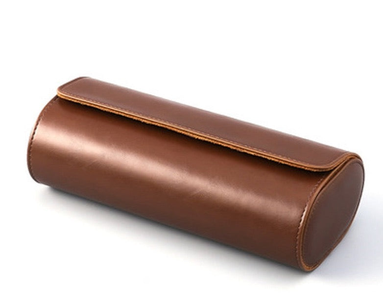 High Quality Handmade Leather Watch Roll Travel Case